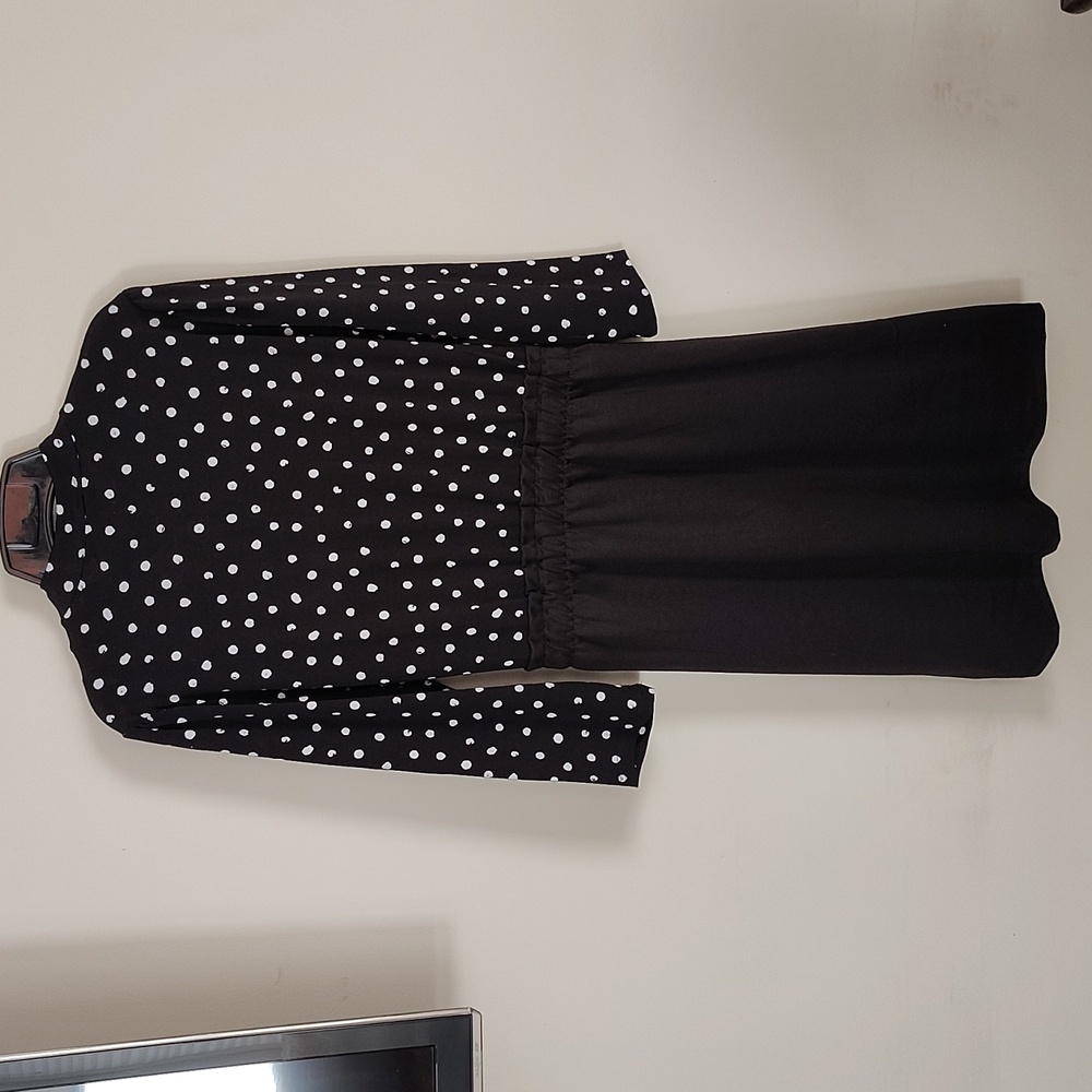 Adrienne Vittadini NWT size Large black & white, elastic waist, polka dot dress - Picture 6 of 9